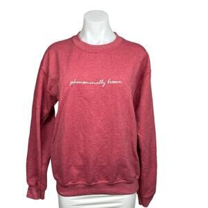 Phenomenal Pink Phenomenally Brown Oversized Long Sleeve Sweatshirt Top Size S
